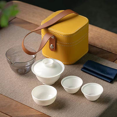 Портативный комплект для чайной церемонии «Белый фарфор Мастера Лао»